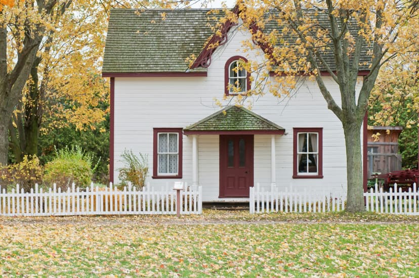 Beautiful residential home with white picket fence